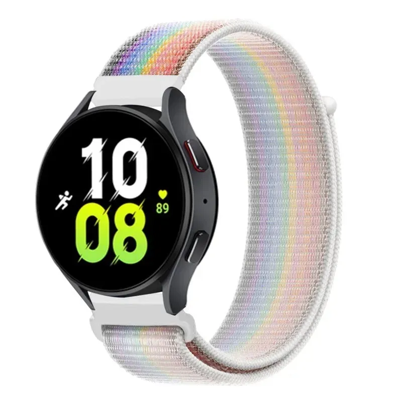 Rainbow Nylon Loop Band For Samsung Galaxy Watch 6 5 Pro/4/classic/gear s3 frontier/active Sport Bracelet Huawei watch gt2 3 22mm 20mm Strap