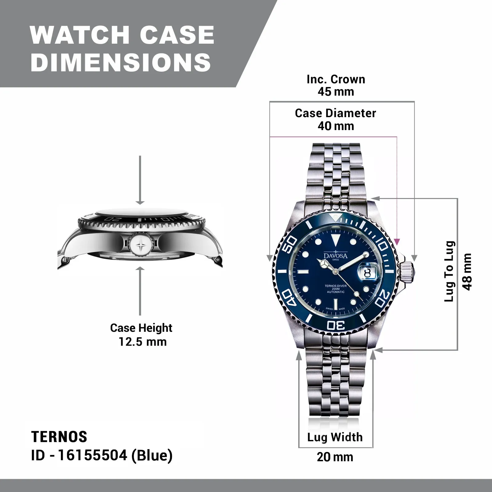 Ternos Ceramic Automatic 200m Blue Diving Watch 16155504